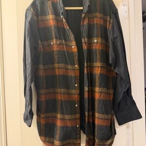 RedHead Men's Plaid Button-Down Shirt - Navy Blue and Orange